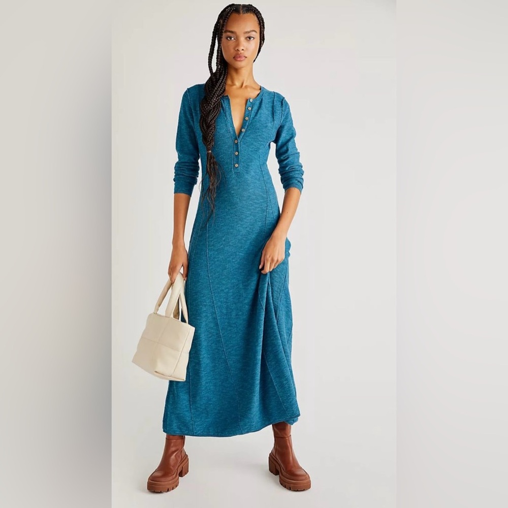 Free People Beach El Topo Sweater Maxi Dress Small Peacock Plume Pristine NWOT